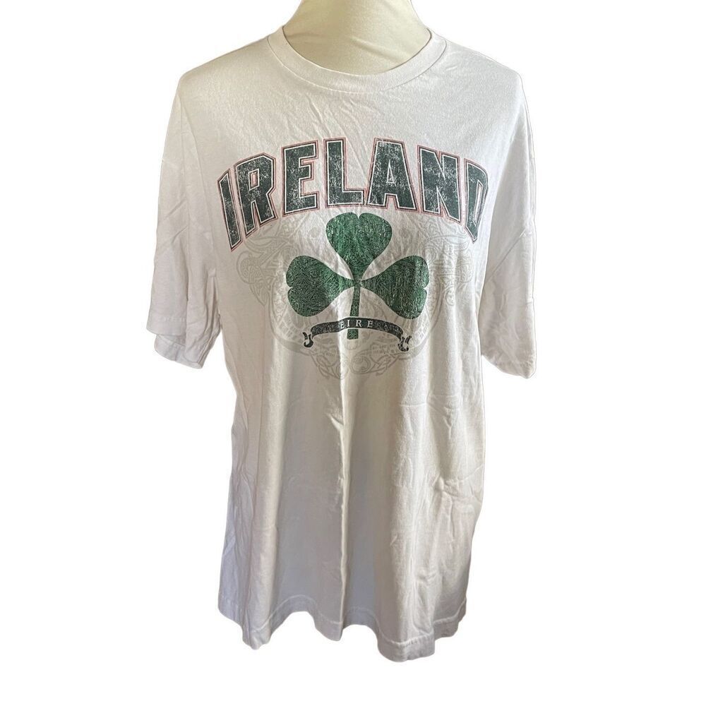 St. Paddy’s Lucky T-Shirts White with Clover Leaf “Ireland, Erie” 100% Cotton Me